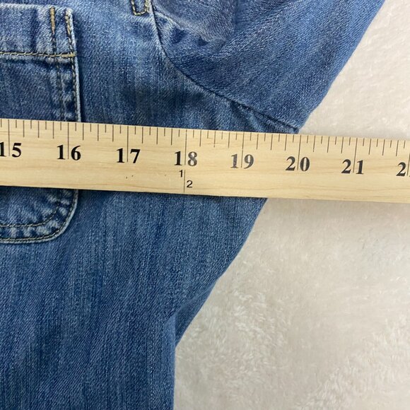 EDDIE BAUER WOMEN'S SIZE MEDIUM BUTTON UP JEAN DENIM JACKET - Picture 9 of 11